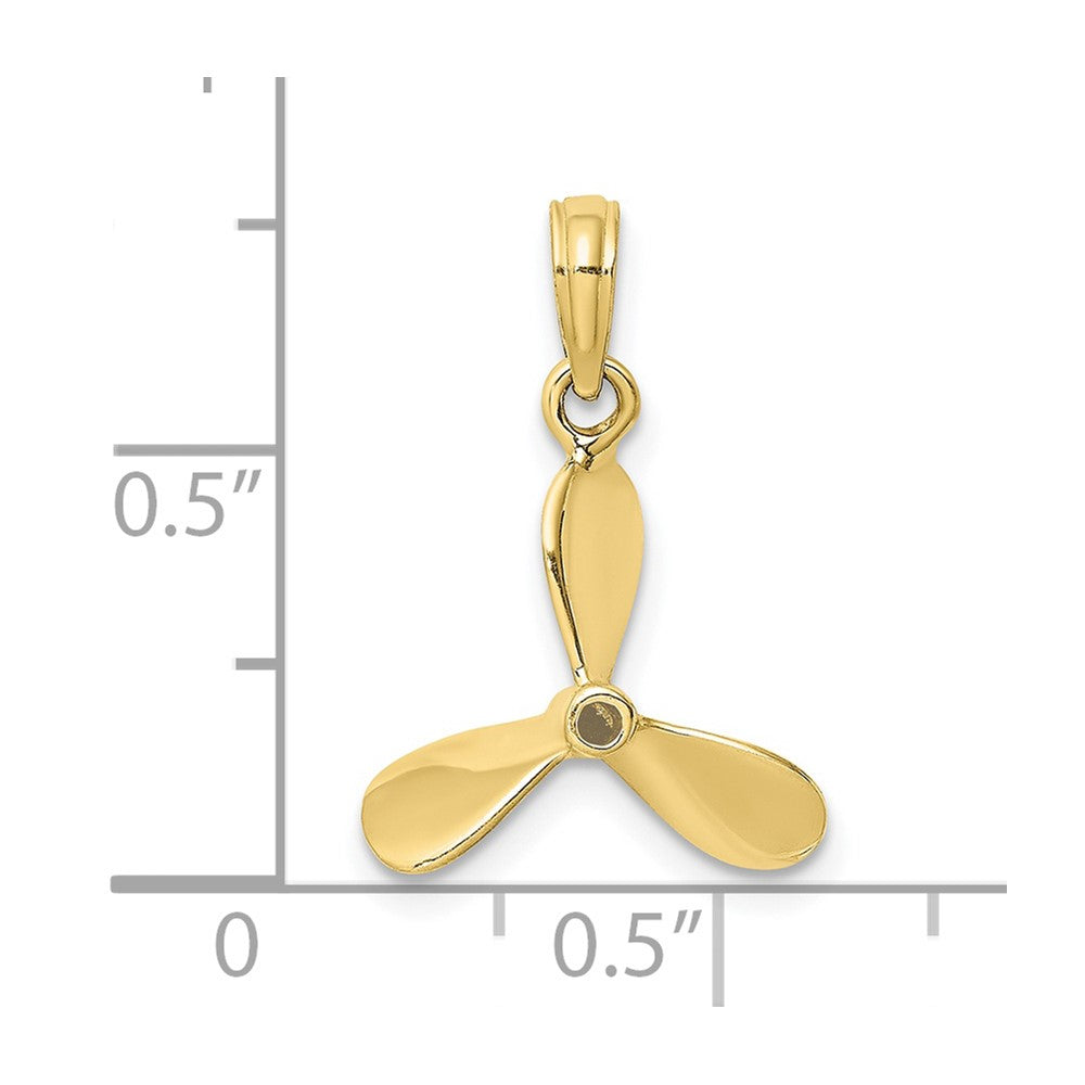 10k Yellow Gold 14.4 mm 3-D w/ 3 Blades Propeller Charm (0.99 grams)