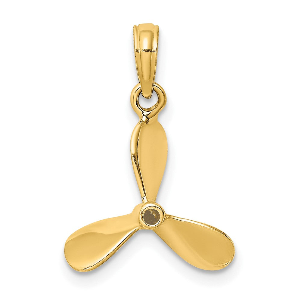 10k Yellow Gold 14.4 mm 3-D w/ 3 Blades Propeller Charm (0.99 grams)