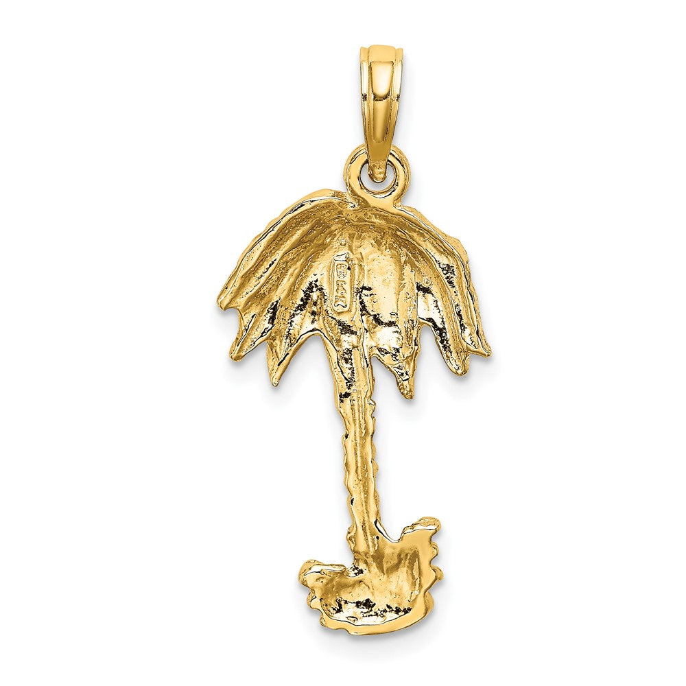 10k Yellow Gold 14.1 mm 2-D Textured Single Palm Tree Charm (1.67 grams)