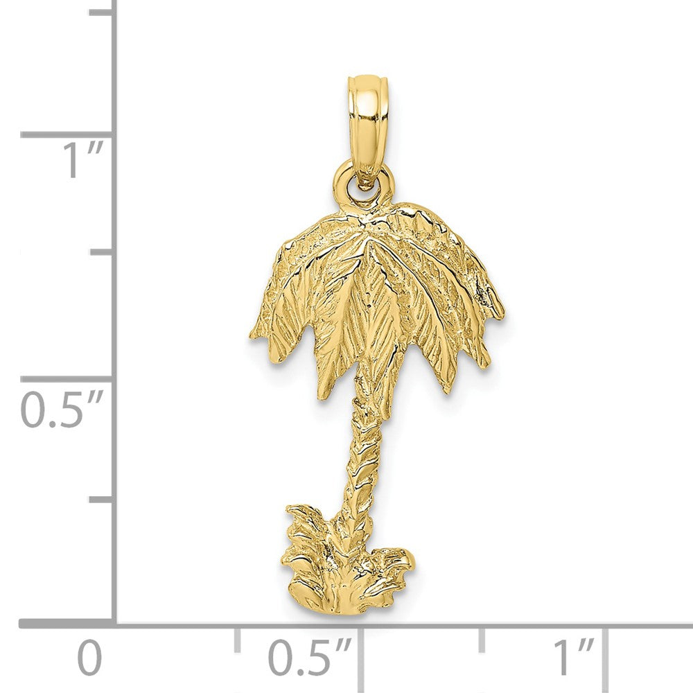 10k Yellow Gold 14.1 mm 2-D Textured Single Palm Tree Charm (1.67 grams)