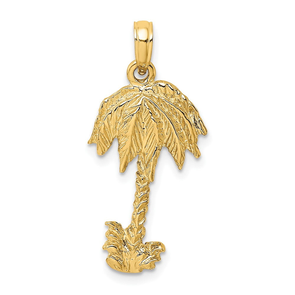 10k Yellow Gold 14.1 mm 2-D Textured Single Palm Tree Charm (1.67 grams)