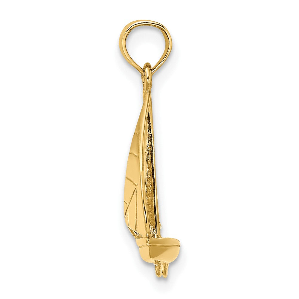 10k Yellow Gold 12.9 mm 3-D Polished Sailboat Charm (1.14 grams)