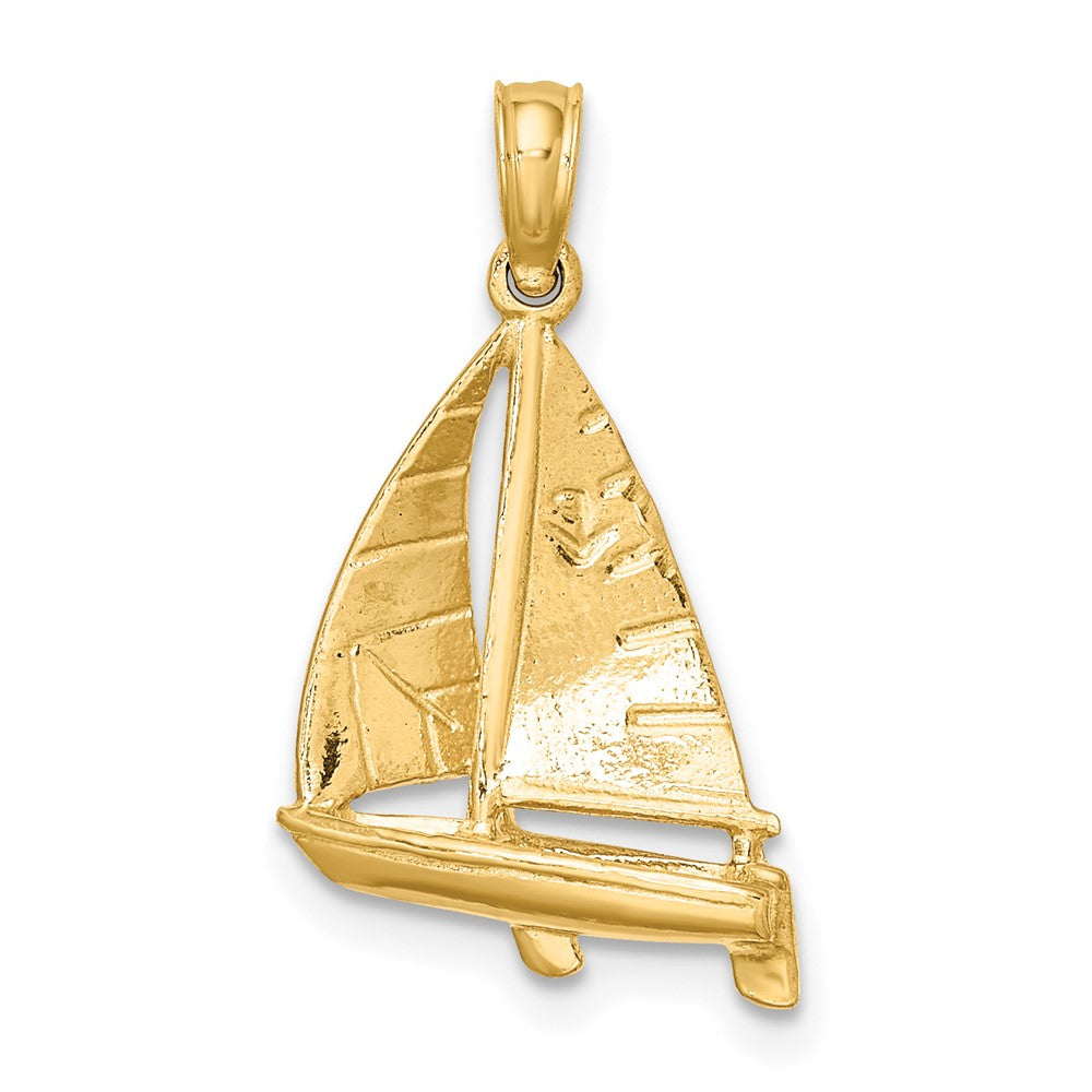 10k Yellow Gold 12.9 mm 3-D Polished Sailboat Charm (1.14 grams)