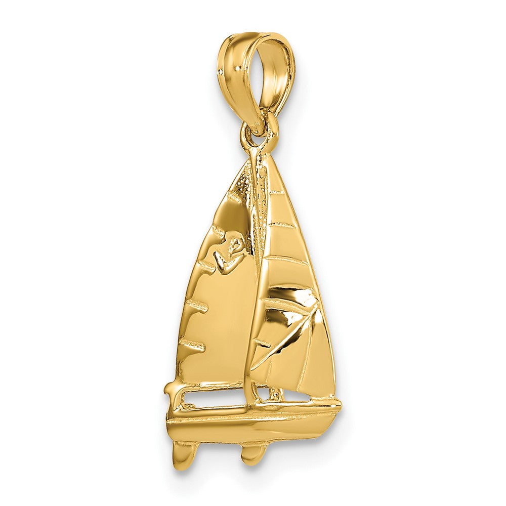 10k Yellow Gold 12.9 mm 3-D Polished Sailboat Charm (1.14 grams)