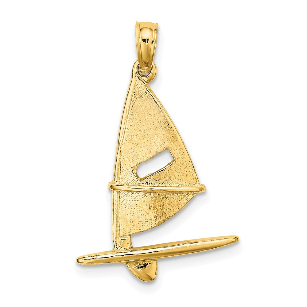 10k Yellow Gold 16.45 mm 3-D Textured Windsail Surfing Board Charm (1.4 grams)