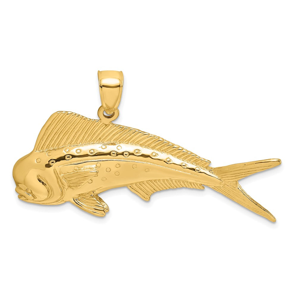 10k Yellow Gold 43.4 mm 2-D Male Dorado (Mahi-Mahi) Charm (6.45 grams)