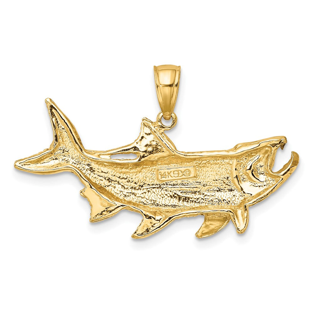 10k Yellow Gold 34 mm Tarpon Fish w/Open Mouth Charm (2.45 grams)