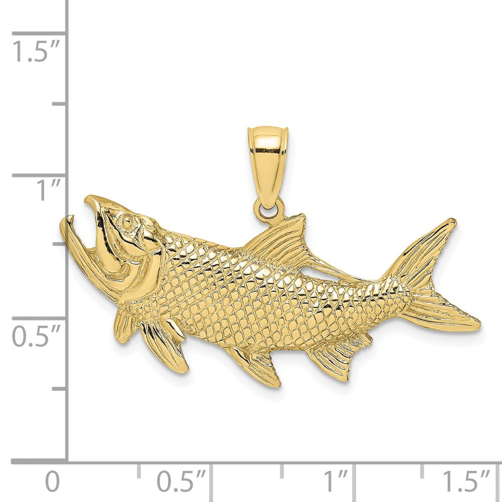 10k Yellow Gold 34 mm Tarpon Fish w/Open Mouth Charm (2.45 grams)