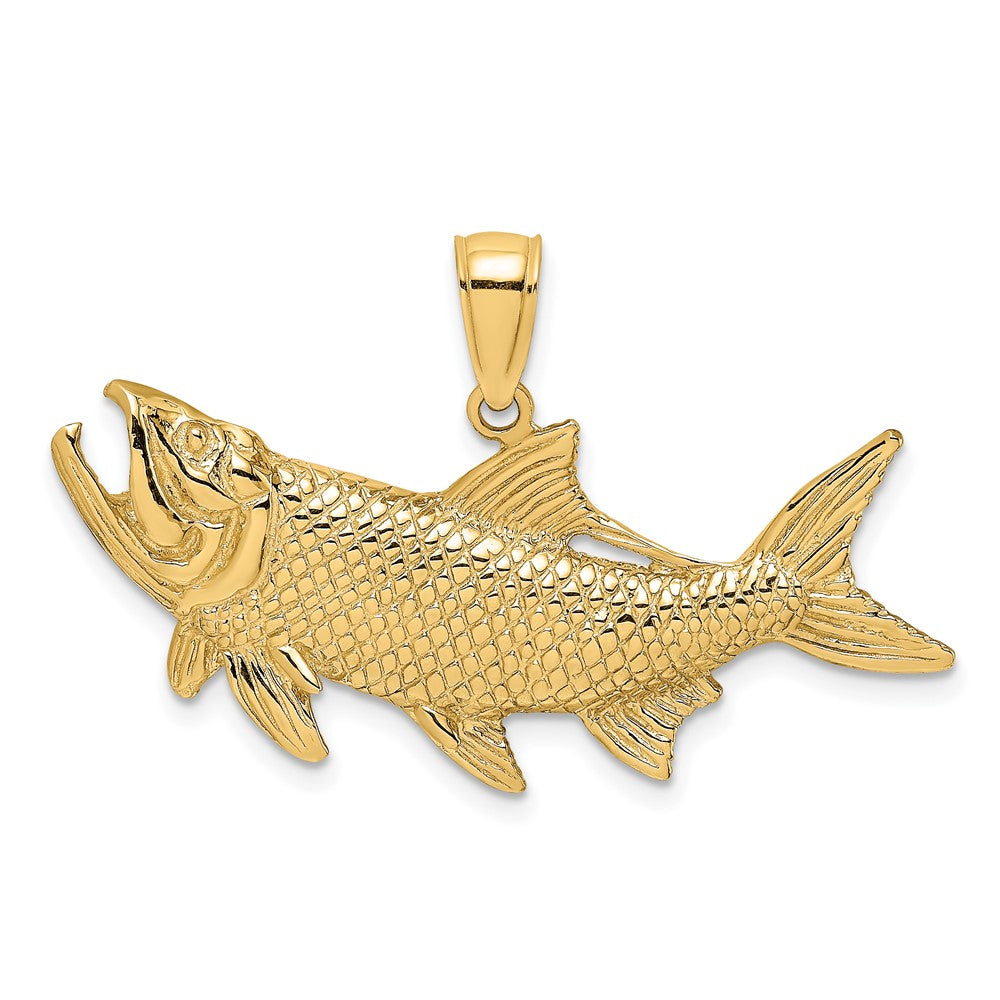 10k Yellow Gold 34 mm Tarpon Fish w/Open Mouth Charm (2.45 grams)