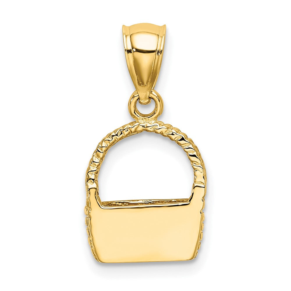 10k Yellow Gold 10.4 mm 2-D Flat Back Basket Charm (1.49 grams)