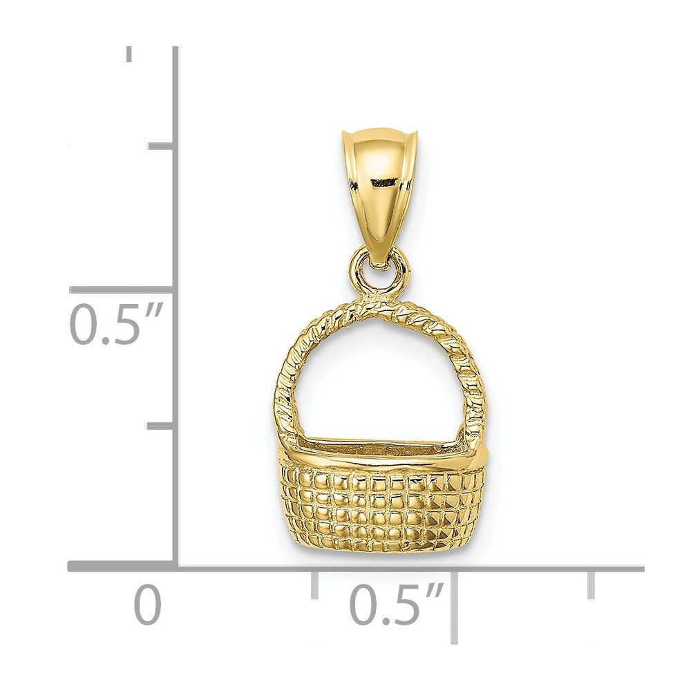 10k Yellow Gold 10.4 mm 2-D Flat Back Basket Charm (1.49 grams)