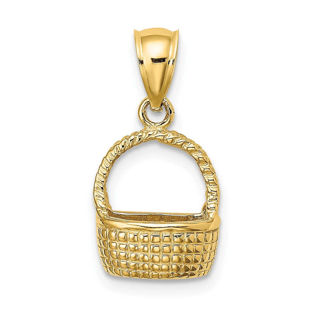 10k Yellow Gold 10.4 mm 2-D Flat Back Basket Charm (1.49 grams)