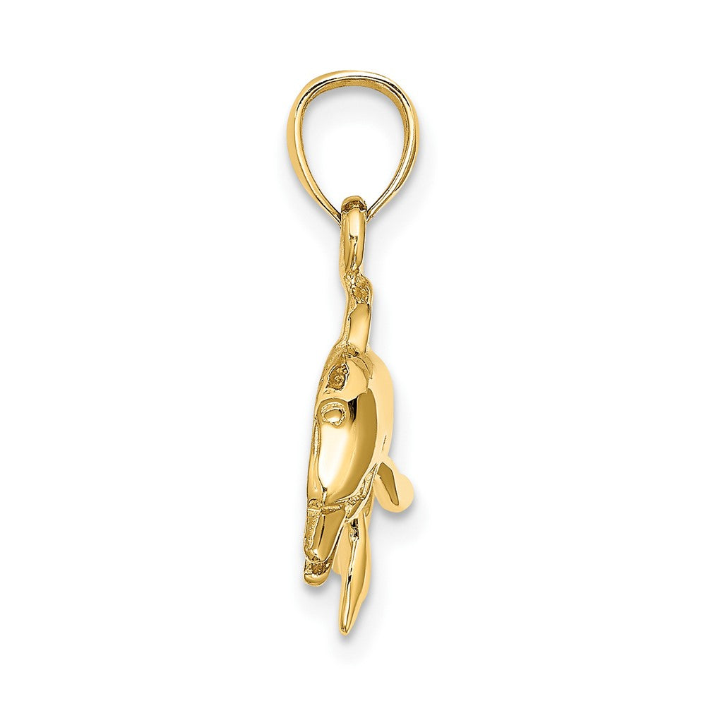 10k Yellow Gold 24.35 mm Textured Polished Dolphin Jumping Charm (1.74 grams)