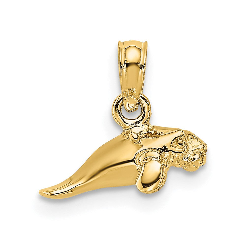 10k Yellow Gold 12.85 mm 3-D Polished Mini Manatee Charm (1.15 grams)