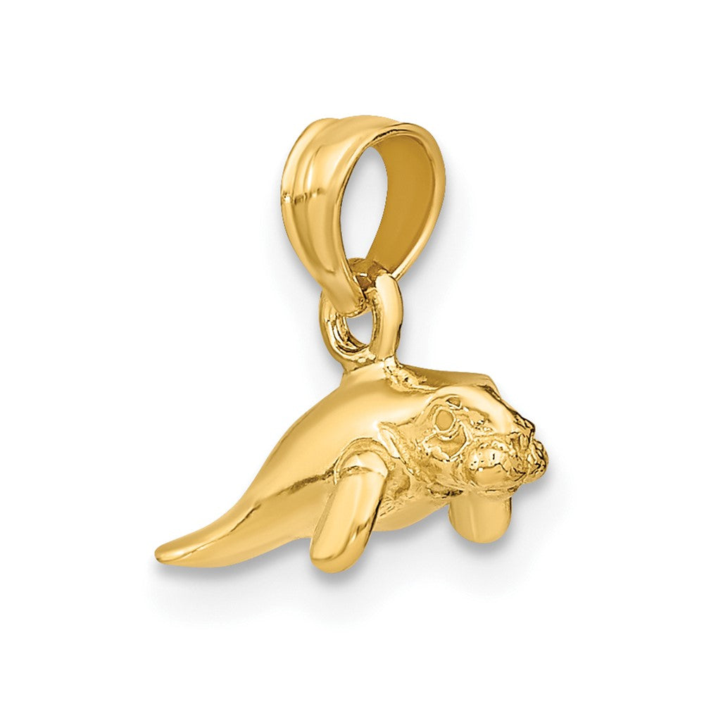 10k Yellow Gold 12.85 mm 3-D Polished Mini Manatee Charm (1.15 grams)