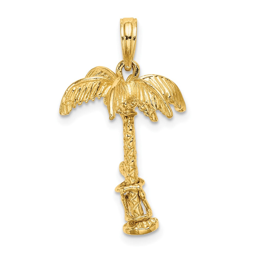 10k Yellow Gold 15.9 mm 3-D Palm Tree W/Moveable Man Charm (2.34 grams)