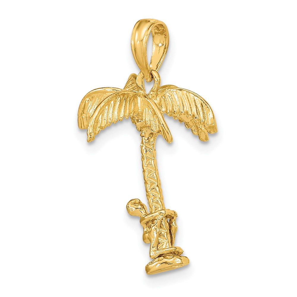 10k Yellow Gold 15.9 mm 3-D Palm Tree W/Moveable Man Charm (2.34 grams)