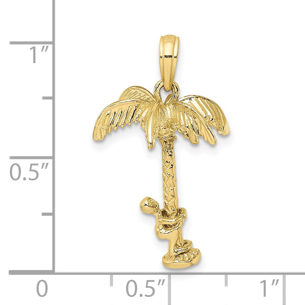 10k Yellow Gold 15.9 mm 3-D Palm Tree W/Moveable Man Charm (2.34 grams)