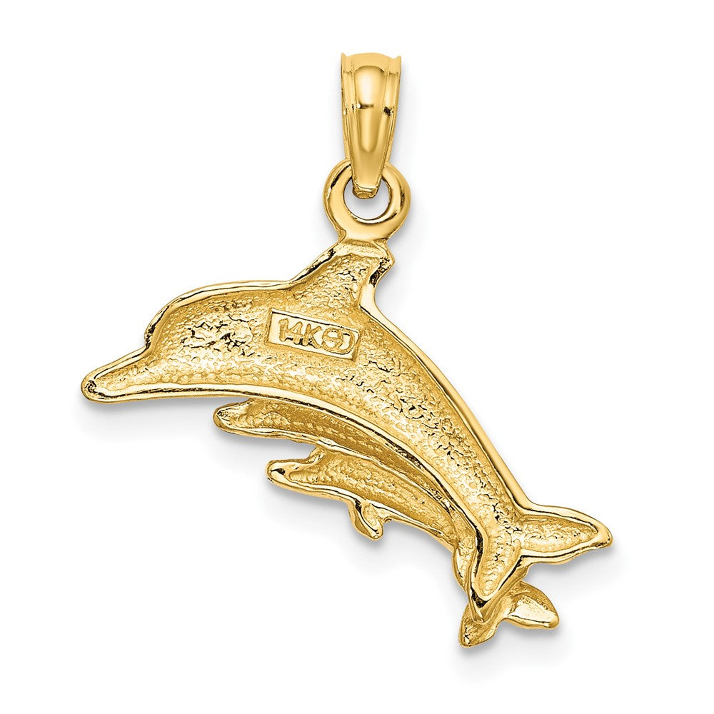 10k Yellow Gold 20.9 mm Dolphin w/ 2 Baby Dolphins Charm (1.41 grams)