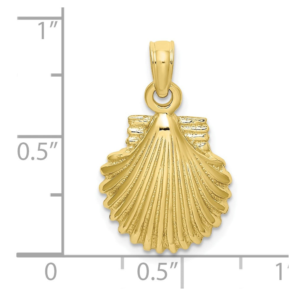 10k Yellow Gold 12.35 mm Polished Scallop Shell Charm (1.16 grams)