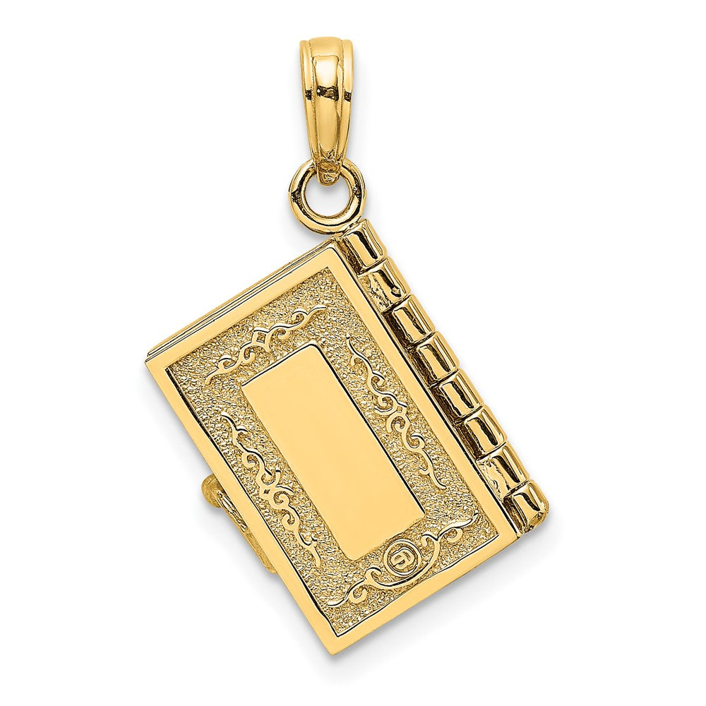 10k Yellow Gold 11 mm 3-D Moveable Pages Holy Bible w/ Lords Prayer Charm (3.23 grams)