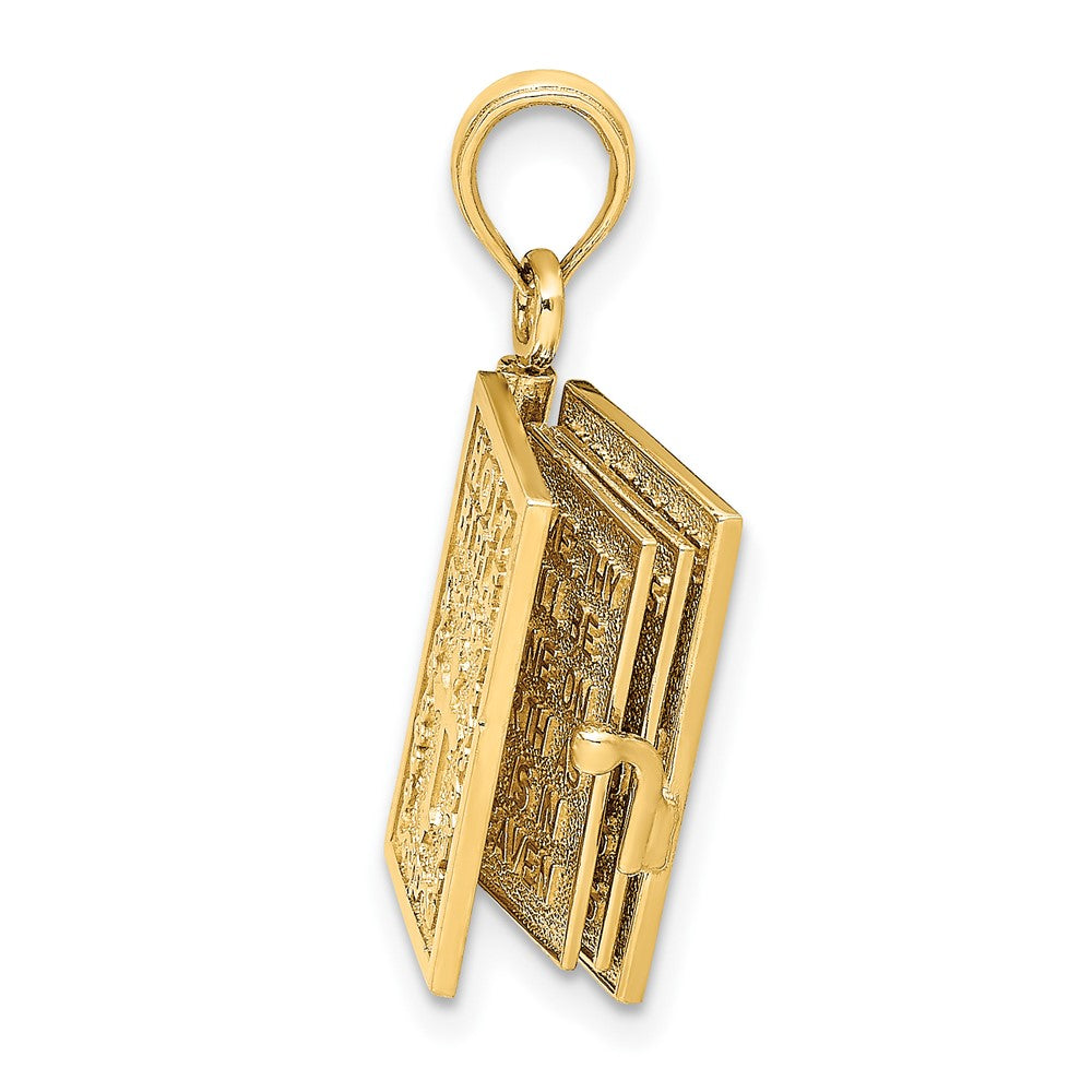 10k Yellow Gold 11 mm 3-D Moveable Pages Holy Bible w/ Lords Prayer Charm (3.23 grams)