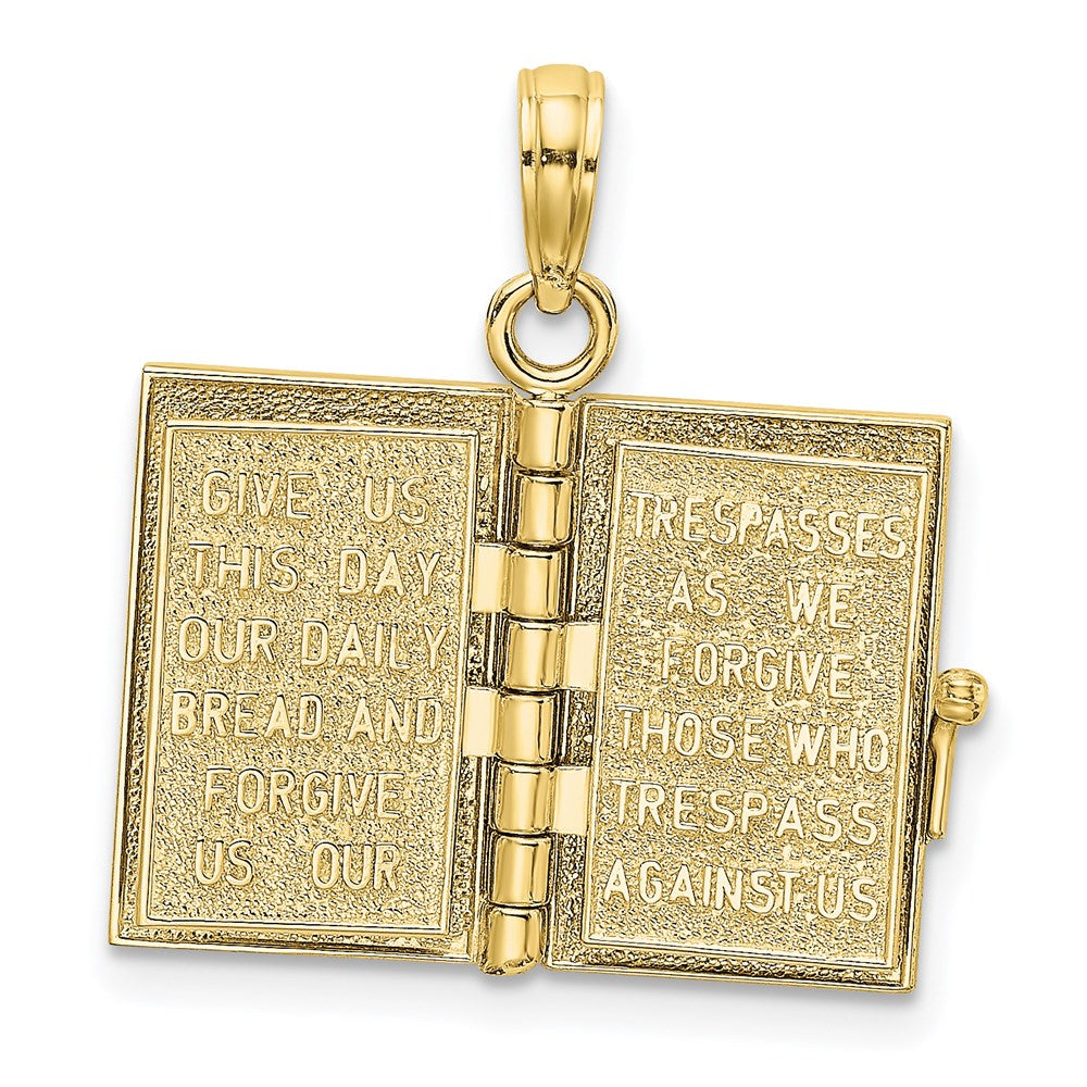 10k Yellow Gold 11 mm 3-D Moveable Pages Holy Bible w/ Lords Prayer Charm (3.23 grams)