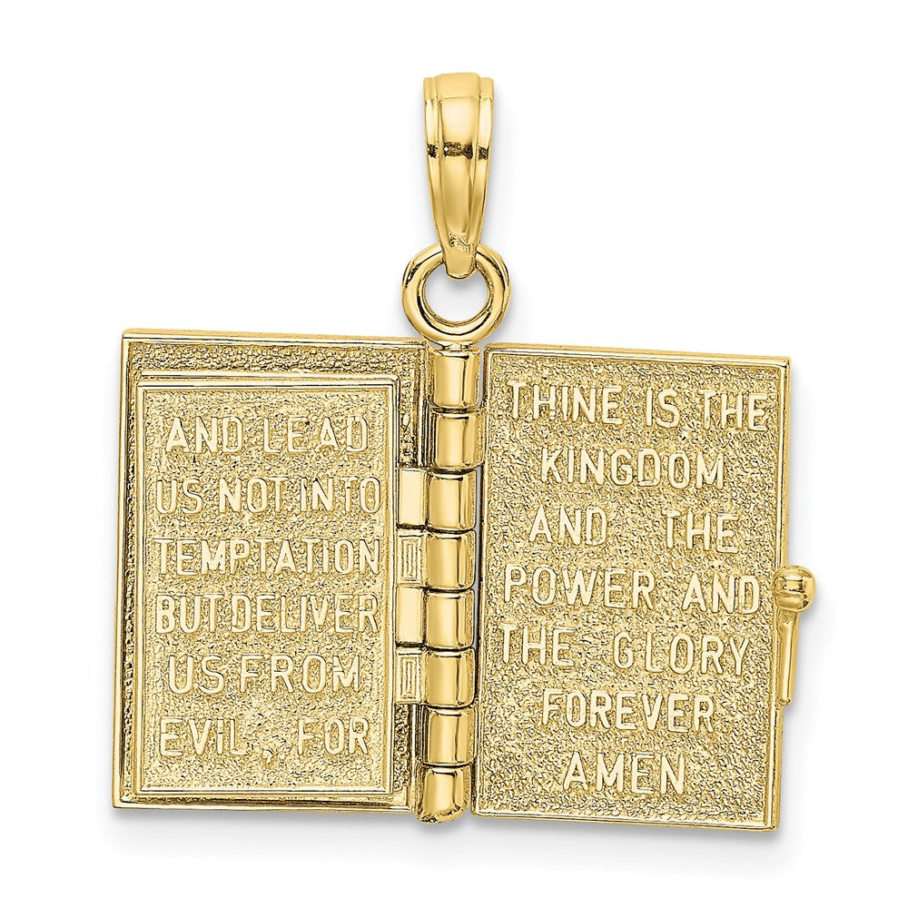 10k Yellow Gold 11 mm 3-D Moveable Pages Holy Bible w/ Lords Prayer Charm (3.23 grams)