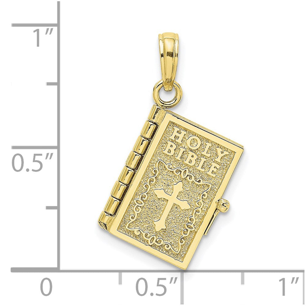 10k Yellow Gold 11 mm 3-D Moveable Pages Holy Bible w/ Lords Prayer Charm (3.23 grams)