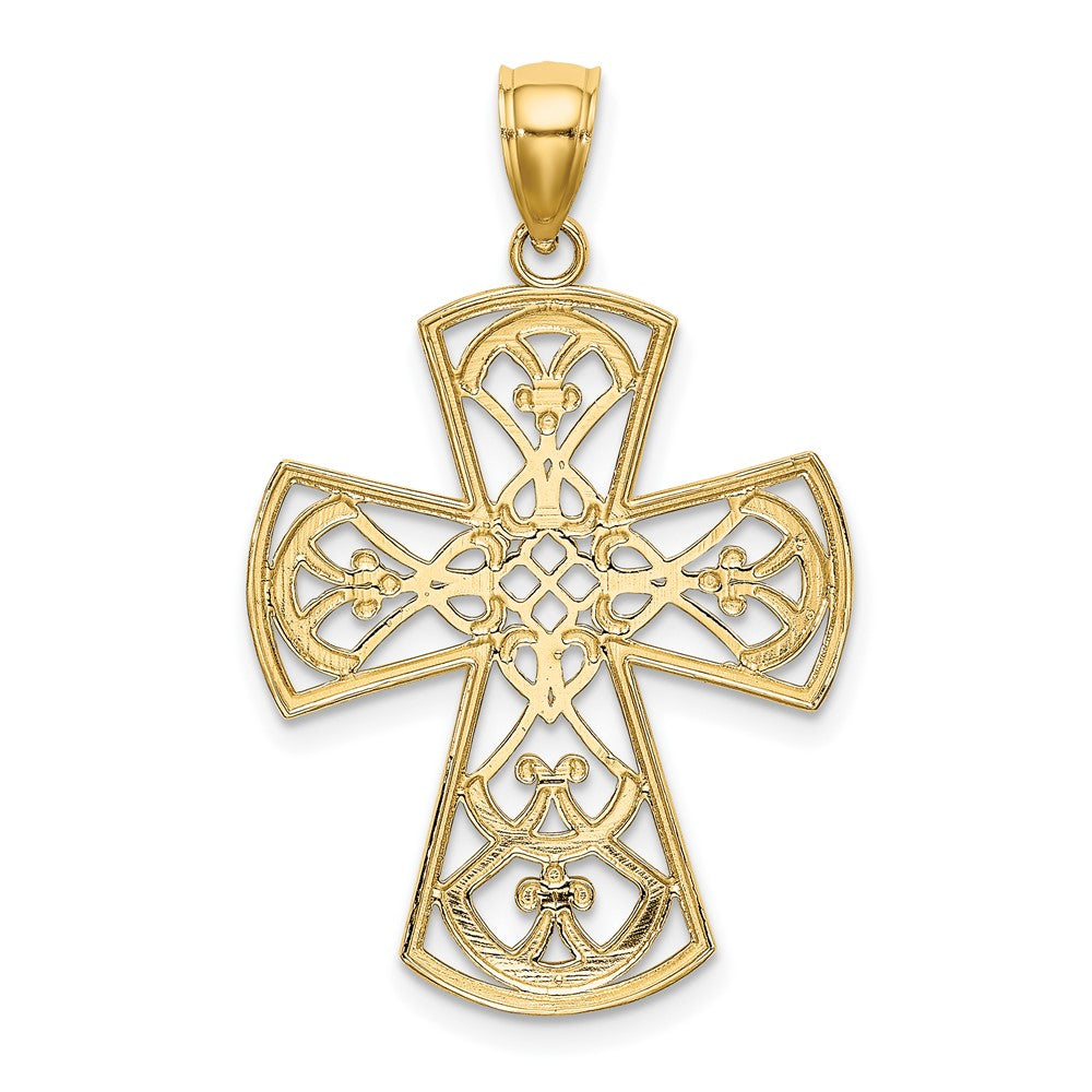 10k Yellow Gold 23 mm Filigree Cross Charm (2.28 grams)