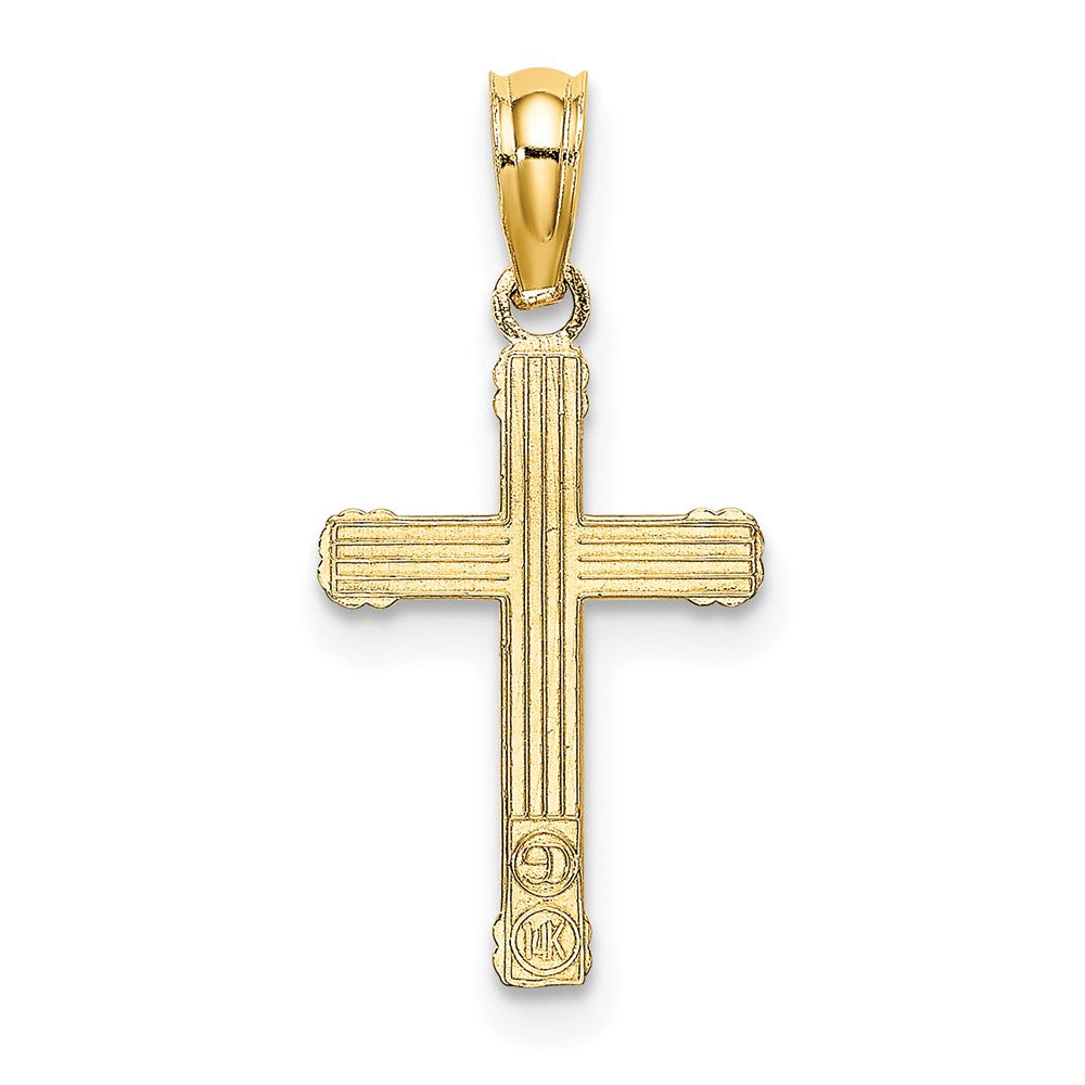 10k Yellow Gold 10 mm Textured w/ Center Heart Small Cross Charm (0.45 grams)