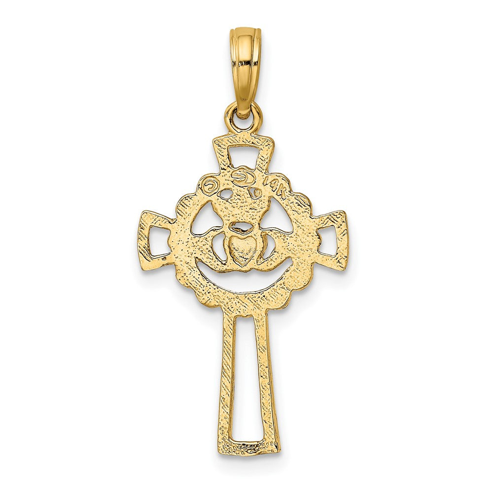 10k Yellow Gold 15 mm Claddagh Cross Charm (0.92 grams)