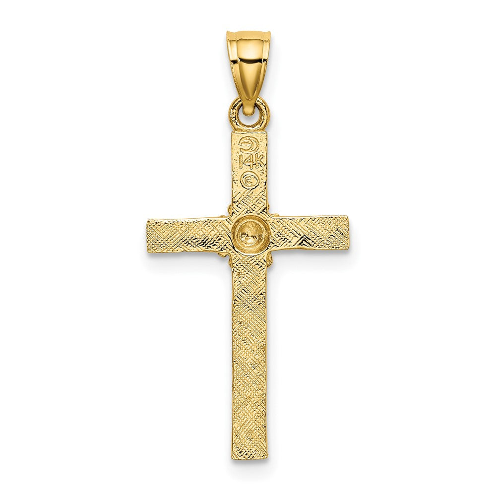 10k Yellow Gold 14 mm Cross w/ Flower Charm (0.78 grams)