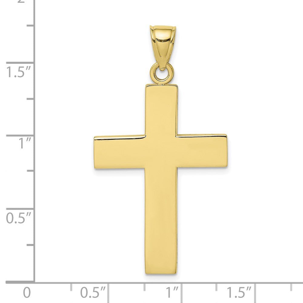 10k Yellow Gold 23 mm Polished Large Block Cross w/ Open Back Charm (3.1 grams)