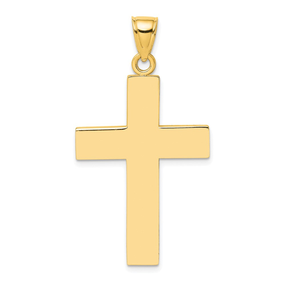 10k Yellow Gold 23 mm Polished Large Block Cross w/ Open Back Charm (3.1 grams)