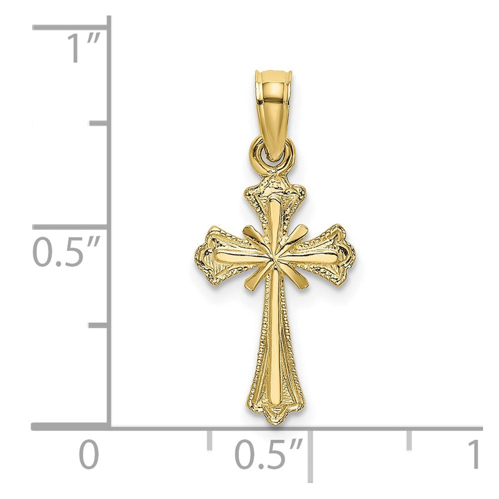 10k Yellow Gold 10 mm Engraved Small Cross w/ X Center Charm (0.55 grams)