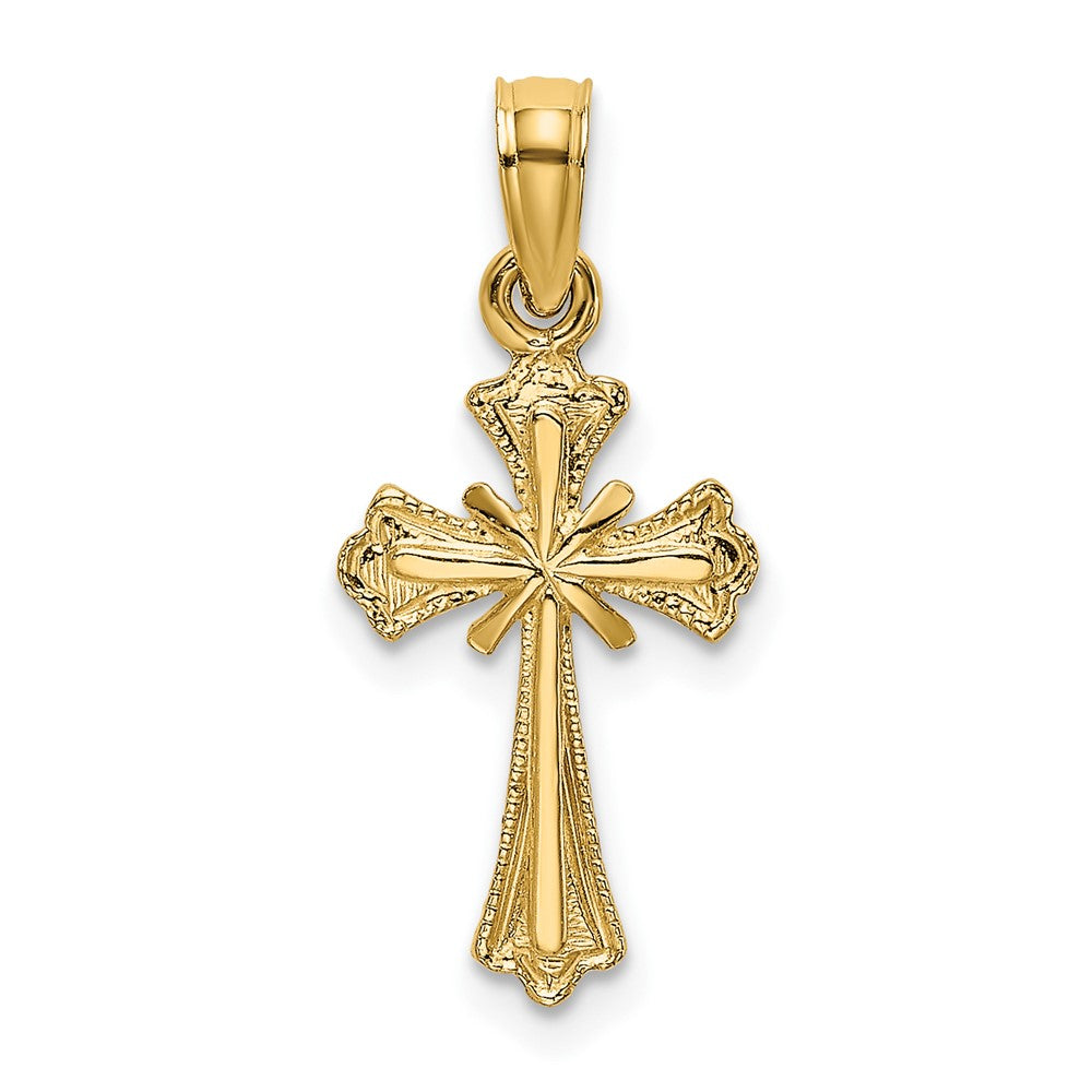 10k Yellow Gold 10 mm Engraved Small Cross w/ X Center Charm