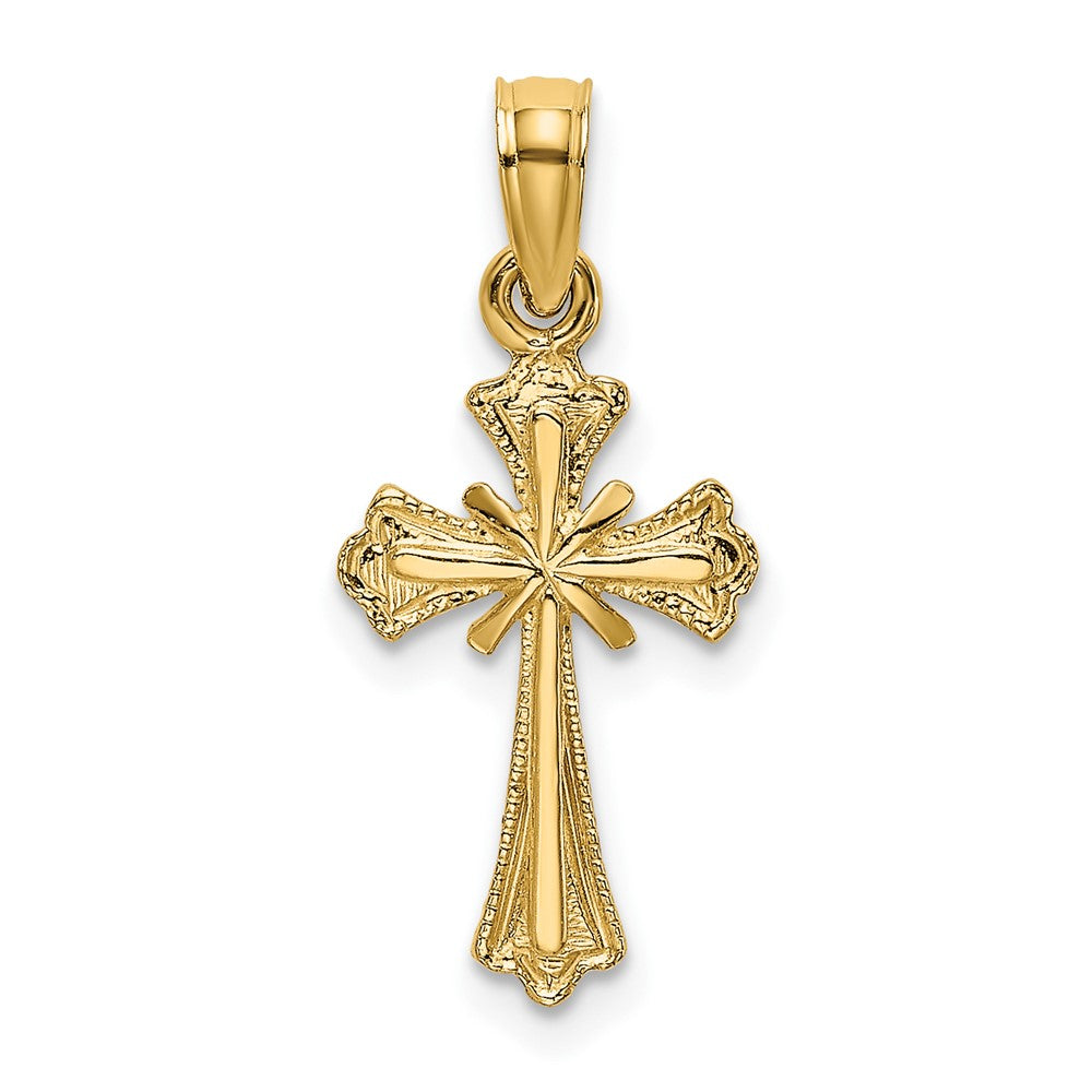 10k Yellow Gold 10 mm Engraved Small Cross w/ X Center Charm (0.55 grams)