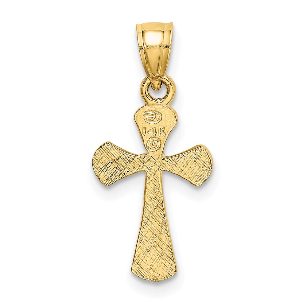 10k Yellow Gold 11 mm Solid Textured Cross Charm
