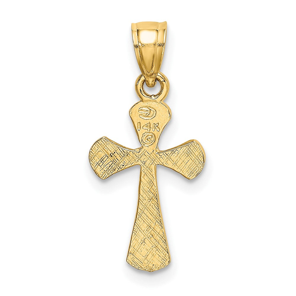 10k Yellow Gold 11 mm Solid Textured Cross Charm (0.56 grams)