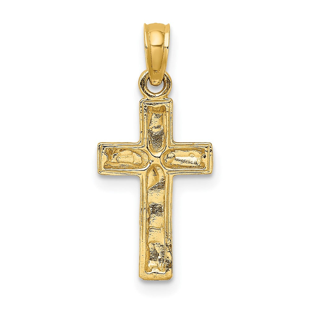 10k Yellow Gold 10 mm 2-D Polished Textured Cross Charm (0.74 grams)