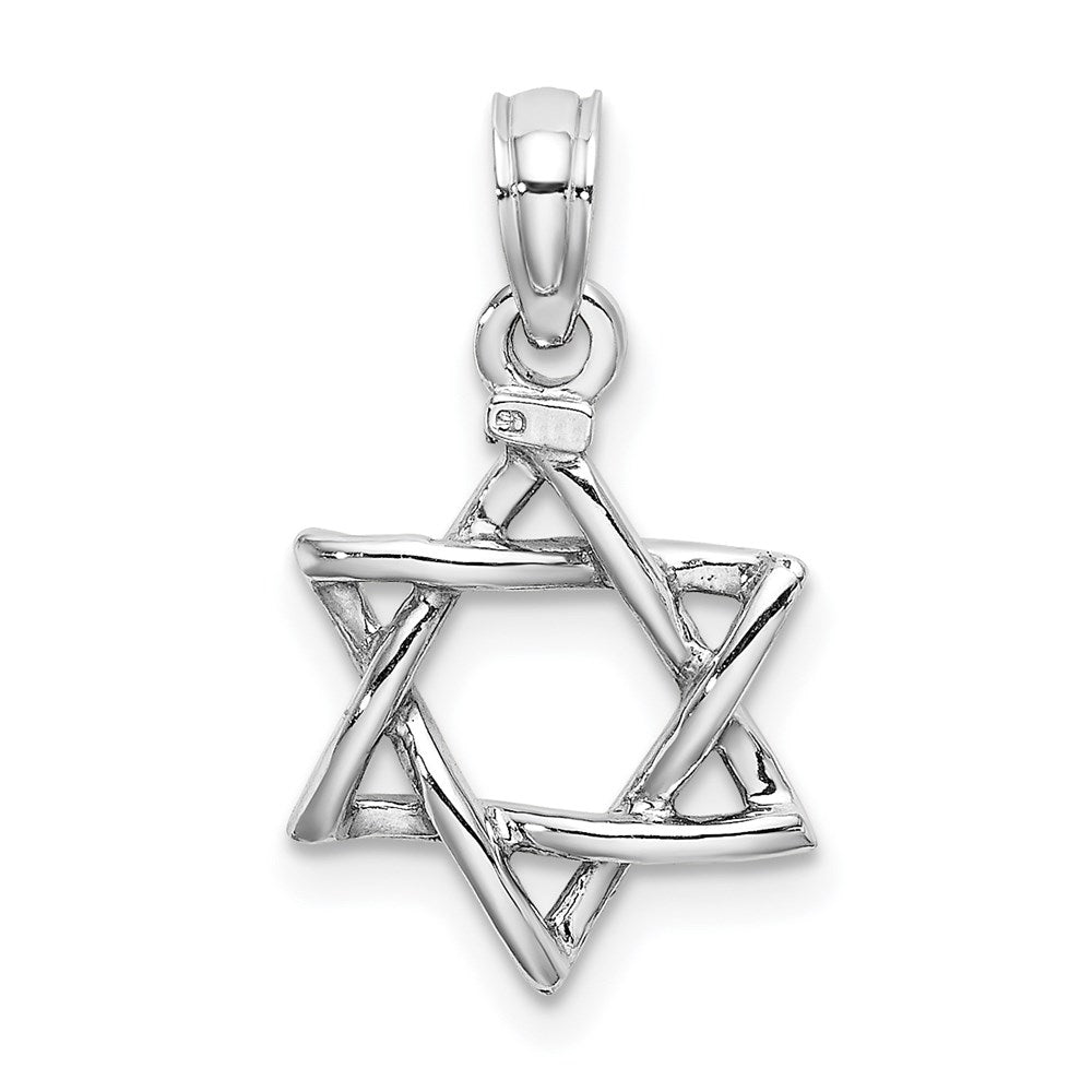 10k White Gold 11 mm  3-D Polished Star Of David Charm (0.85 grams)