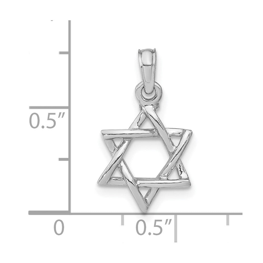 10k White Gold 11 mm  3-D Polished Star Of David Charm (0.85 grams)