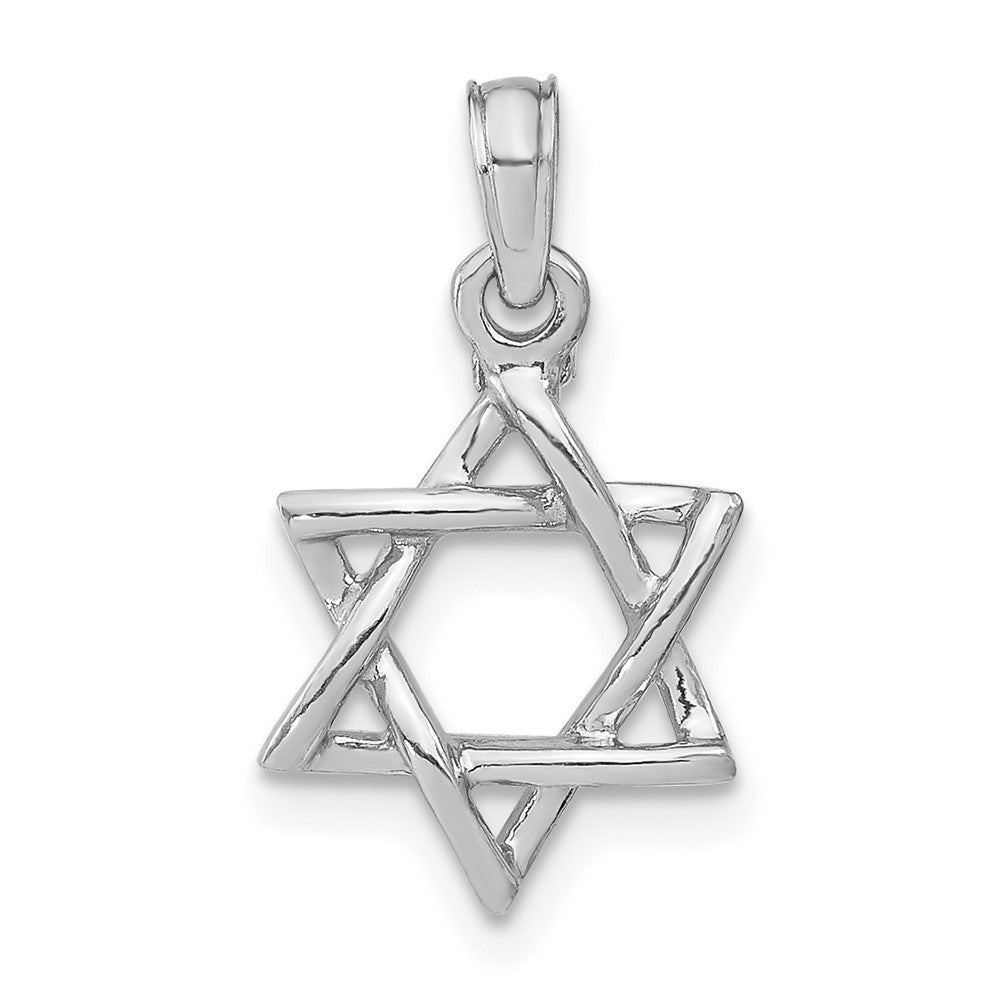 10k White Gold 11 mm  3-D Polished Star Of David Charm (0.85 grams)