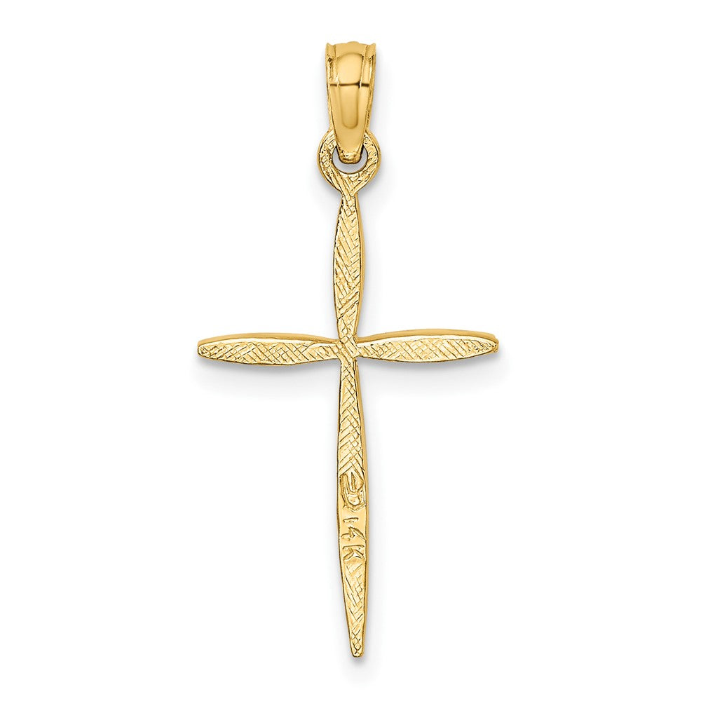 10k Yellow Gold 13 mm D/C with Tapered Ends Cross Charm (0.8 grams)