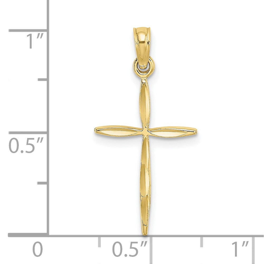 10k Yellow Gold 13 mm D/C with Tapered Ends Cross Charm (0.8 grams)