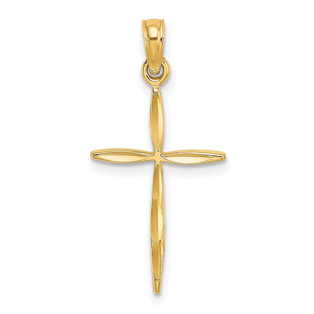 10k Yellow Gold 13 mm D/C with Tapered Ends Cross Charm (0.8 grams)