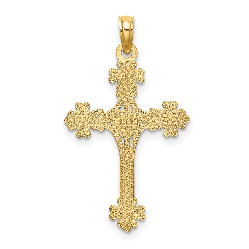 10k Yellow Gold 17 mm Beaded Tip Cross w/ Heart Center Charm (0.89 grams)