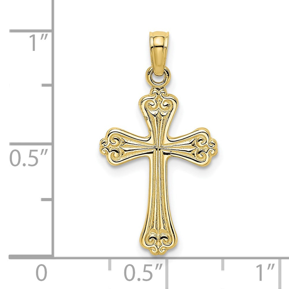 10k Yellow Gold 13 mm Polished Engraved Cross Charm (0.78 grams)