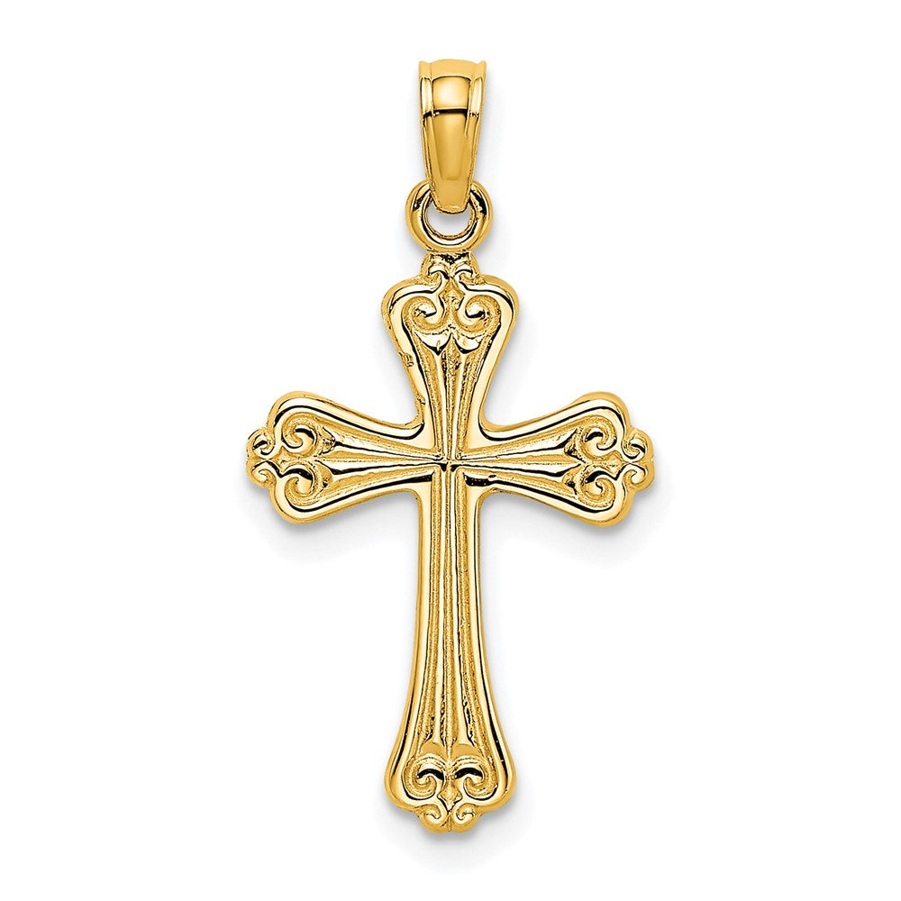 10k Yellow Gold 13 mm Polished Engraved Cross Charm (0.78 grams)